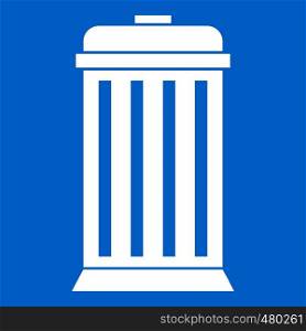 Trash can in simple style isolated on white background vector illustration. Trash can icon white