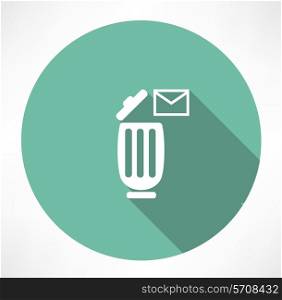 trash can with a message icon. Flat modern style vector illustration
