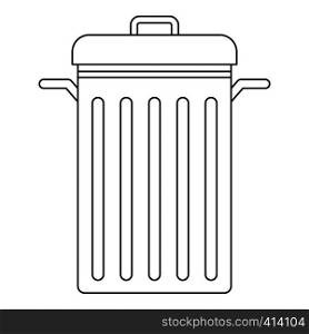 Trash can with lid icon. Outline illustration of trash can with lid vector icon for web. Trash can with lid icon, outline style