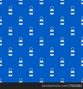 Trash can with pedal pattern repeat seamless in blue color for any design. Vector geometric illustration. Trash can with pedal pattern seamless blue