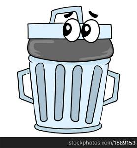 trash cans full and tidy. cartoon illustration sticker emoticon