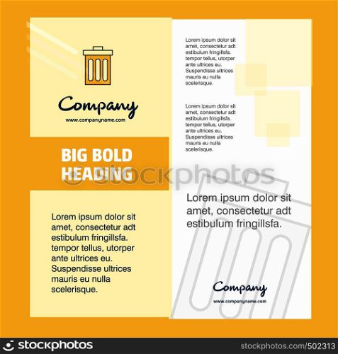 Trash Company Brochure Title Page Design. Company profile, annual report, presentations, leaflet Vector Background