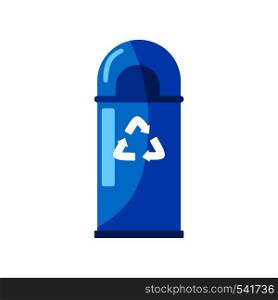 Trash icon. Arrows recycle eco symbol. Flat vector design illustration isolated on white background. Trash icon. Arrows recycle eco symbol. Flat vector design illustration