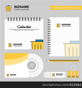Trash Logo, Calendar Template, CD Cover, Diary and USB Brand Stationary Package Design Vector Template