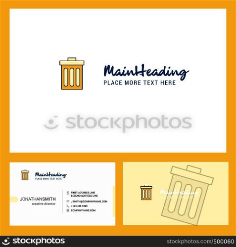 Trash Logo design with Tagline & Front and Back Busienss Card Template. Vector Creative Design