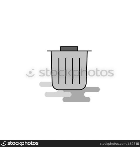 Trash Web Icon. Flat Line Filled Gray Icon Vector