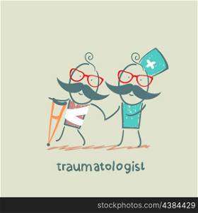 traumatologist helps the patient with trauma