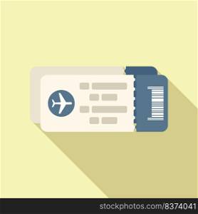 Travel air pass icon flat vector. Airline ticket. Holiday class. Travel air pass icon flat vector. Airline ticket