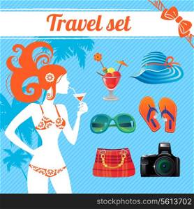 Travel and summer icon set, infographics for modern women