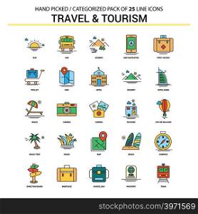 Travel and Tourism Flat Line Icon Set - Business Concept Icons Design