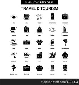 Travel and Tourism Glyph Vector Icon set