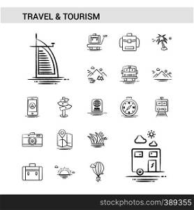Travel and Tourism hand drawn Icon set style, isolated on white background. - Vector