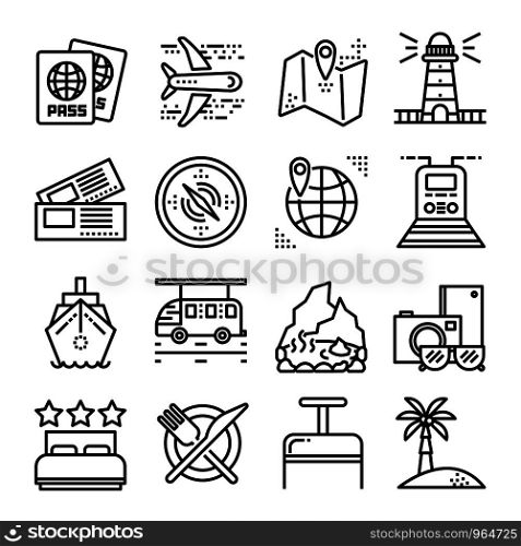 Travel and Vacation Outline icon, vector and illustration