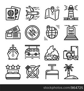 Travel and Vacation Outline icon, vector and illustration