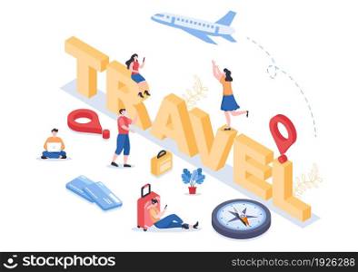 Travel Around The World Vector Illustration Background. Time to Visits Icon Landmarks and Other Tourist Attractions of the Country