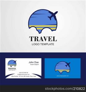 Travel Aruba Flag Logo and Visiting Card Design