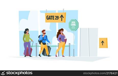 Travel background. Happy characters family couples on relax time on vacation outdoor persons garish vector flat illustration. Character travel and journey, woman and man with luggage. Travel background. Happy characters family couples on relax time on vacation outdoor persons garish vector flat illustration