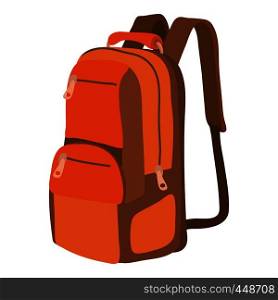 Travel backpack icon. Cartoon illustration of car vector icon for web isolated on white background. Travel backpack icon, cartoon style