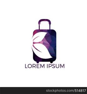 Travel bag and leaf logo design. Unique travel and organic logotype design template.