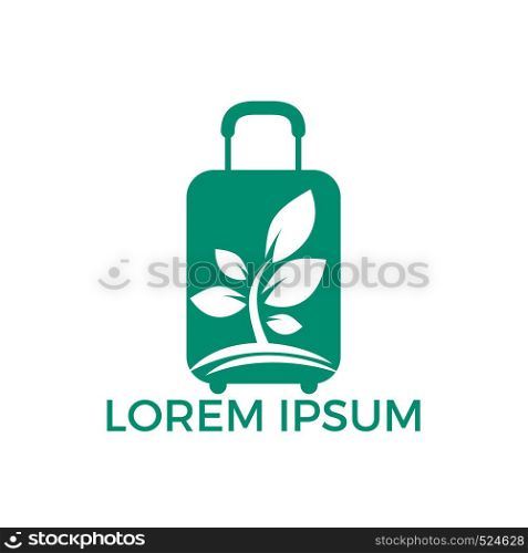 Travel bag and tree logo design. Travel agency business vector logo design. Vector icon of travel bag and tree for summer ocean beach vacation or tourism and journey compan.