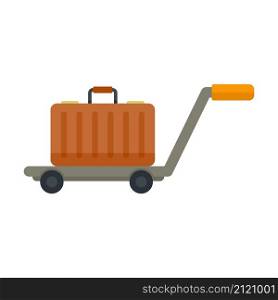 Travel bag cart icon. Flat illustration of travel bag cart vector icon isolated on white background. Travel bag cart icon flat isolated vector