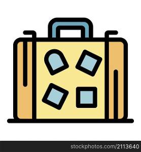 Travel bag icon. Outline travel bag vector icon color flat isolated. Travel bag icon color outline vector
