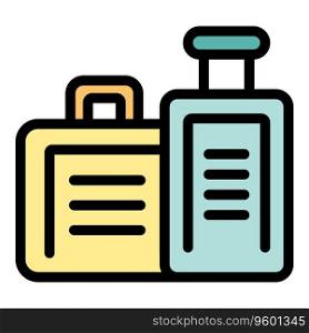 Travel bag migration icon outline vector. Seeker help. People migrant color flat. Travel bag migration icon vector flat