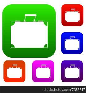 Travel bag set icon color in flat style isolated on white. Collection sings vector illustration. Travel bag set color collection