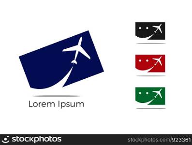 Travel bag vector logo design. Beautiful tourism and holidays logo. Airplane in bag icon.