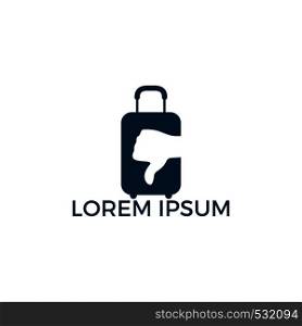 Travel bag with Thumb Down symbol. Logo for web design UI mobile app infographic.