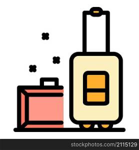 Travel bags hitchhiking icon. Outline travel bags hitchhiking vector icon color flat isolated. Travel bags hitchhiking icon color outline vector