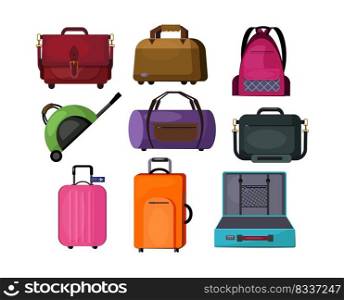 Travel bags set. Collection for journey and trip bags. Can be used for topics like tourism, transportation, vacation