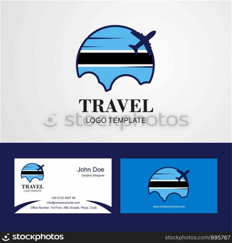 Travel Botswana Flag Logo and Visiting Card Design
