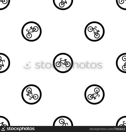 Travel by bicycle is prohibited traffic sign pattern repeat seamless in black color for any design. Vector geometric illustration. Travel by bicycle is prohibited traffic sign pattern seamless black