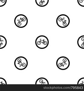 Travel by bicycle is prohibited traffic sign pattern repeat seamless in black color for any design. Vector geometric illustration. Travel by bicycle is prohibited traffic sign pattern seamless black