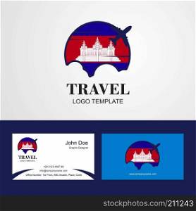 Travel Cambodia Flag Logo and Visiting Card Design