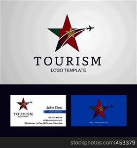 Travel Cameroon flag Creative Star Logo and Business card design