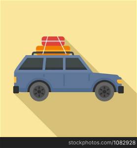 Travel car icon. Flat illustration of travel car vector icon for web design. Travel car icon, flat style