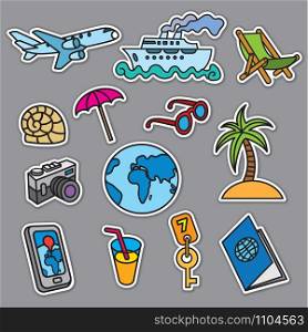 travel concept stickers, sea resort, cruise and journey. travel concept stickers