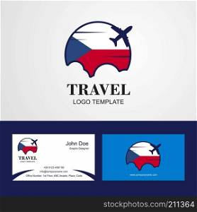 Travel Czech Republic Flag Logo and Visiting Card Design
