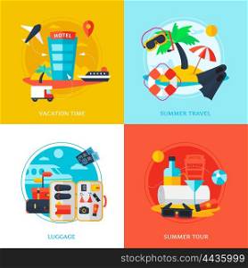 Travel Design Concept. Decorative design concept with elements shown various types of traveling vector illustration