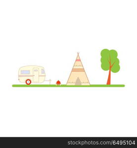 Travel, ecological recreation in nature. . Travel, ecological recreation in nature. Vector illustration .