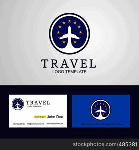Travel European Union Creative Circle flag Logo and Business card design