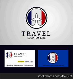 Travel France Creative Circle flag Logo and Business card design