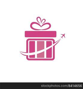 Travel gift vector logo design. Vector of gift and plane logo combination. 