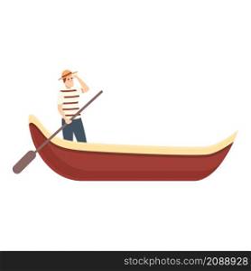 Travel gondola icon cartoon vector. Venice gondolier. Italian boat. Travel gondola icon cartoon vector. Venice gondolier