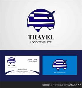 Travel Greece Flag Logo and Visiting Card Design