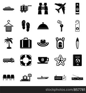 Travel guide icons set. Simple set of 25 travel guide vector icons for web isolated on white background. Travel guide icons set, simple style