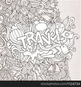 Travel hand lettering and doodles elements. Vector illustration