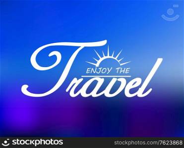 Travel header with shining sun on blue sea background for tourism or journey template